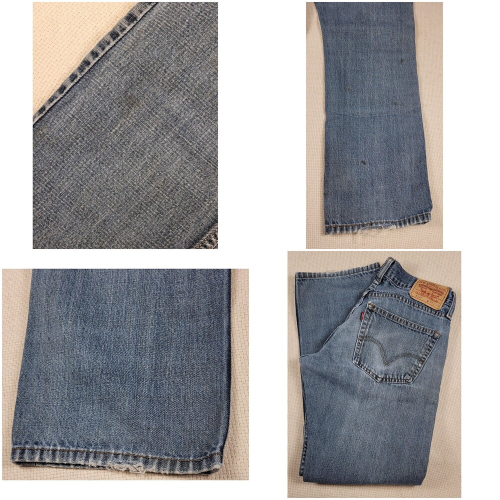Levis 514 Jeans Mens 32x30 Blue Slim Straight Leg Medium Wash Distressed Denim - Picture 16 of 16